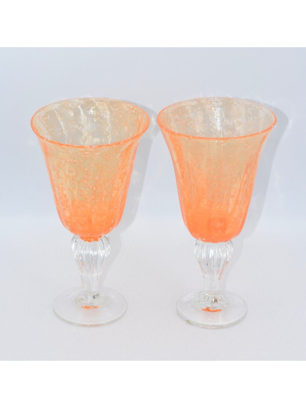 Val De Pome Christophe Saba Biot Seeded Wine/Water Stemware Goblets France